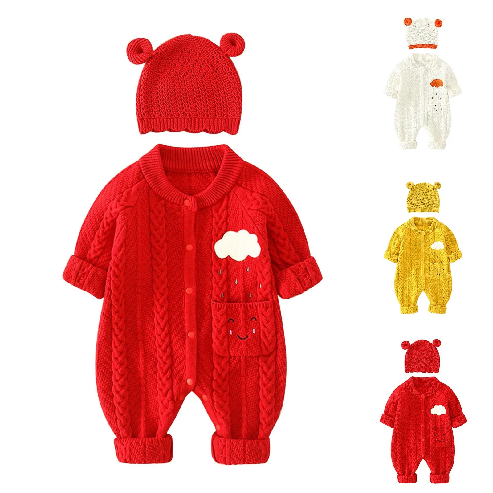 Детский хлопковый комбинезон с длинным рукавом для девочек и мальчиков