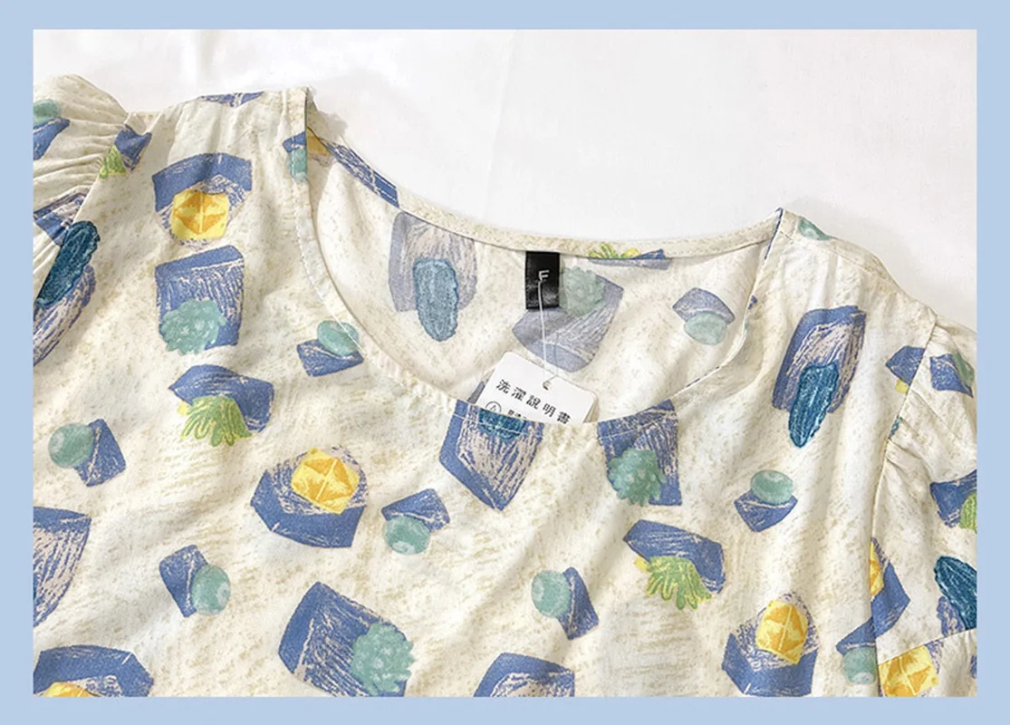 Attractive Women's Short Sleeve Nightwear One Piece Women Clothing New In Women's Sleepwear Summer Pajamas Printing Design Thin