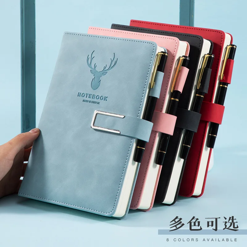 

A5 Deer Head PU Leather Notebook 240pages Thicker Notepad Business Simple Student (Pen Not Included) Logo Customization