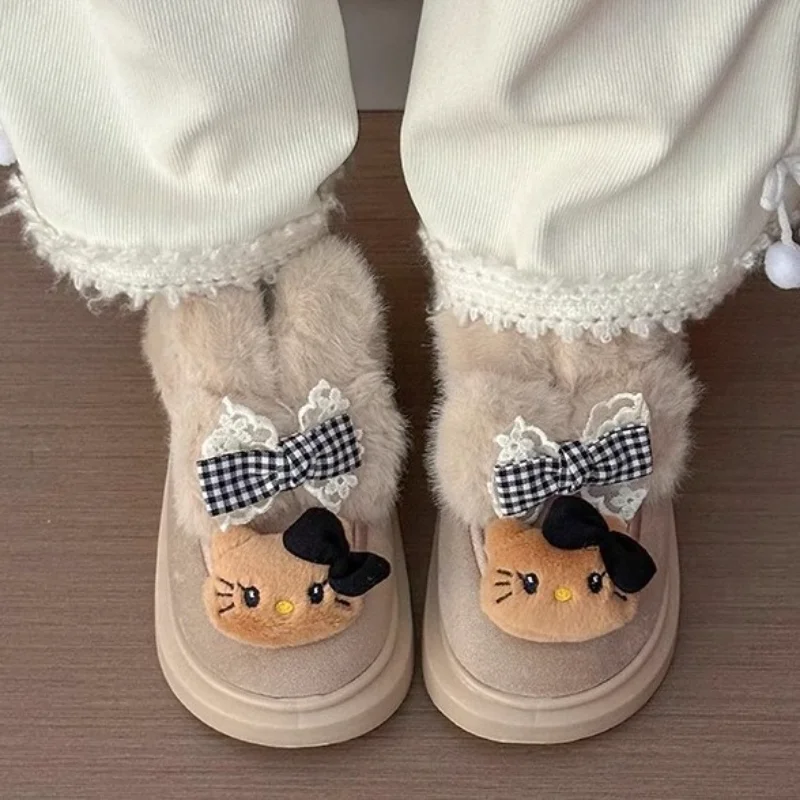 Sanrio Hello Kitty милые зимние плюшевые ботинки на платформе с героями мультфильмов