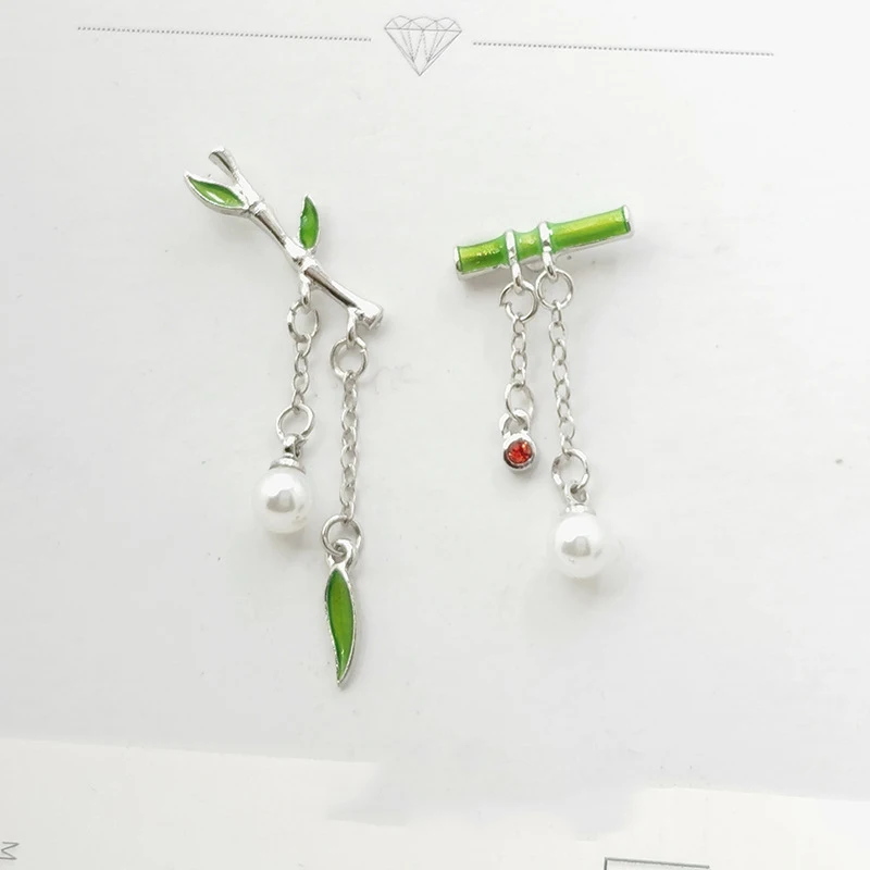 Асимметричные серьги с бамбуковыми листьями женственное украшение панда из