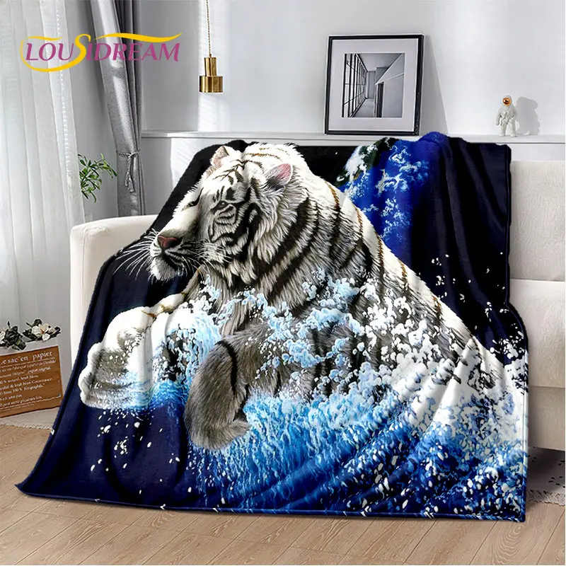 3D мультфильм тигр волк лев леопард животное плюшевое одеяло фланелевое пледы для