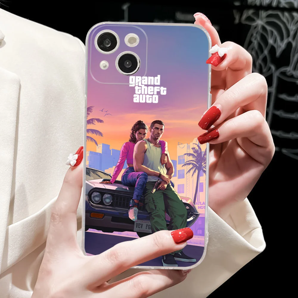 G-GTA 6 G-Grand Theft A-Auto Phone Case For IPhone 16 15 8 7 6S Plus X SE XR XS 14 11 12 13 Mini Pro Max Mobile