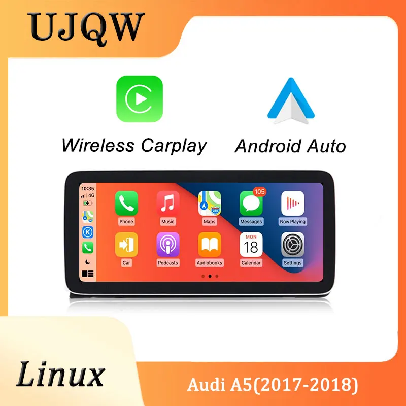 Автомобильный мультимедийный плеер UJQW, 10,25 дюйма, Android, для Audi A5 2017-2018 IPS, беспроводной сенсорный экран для Carplay