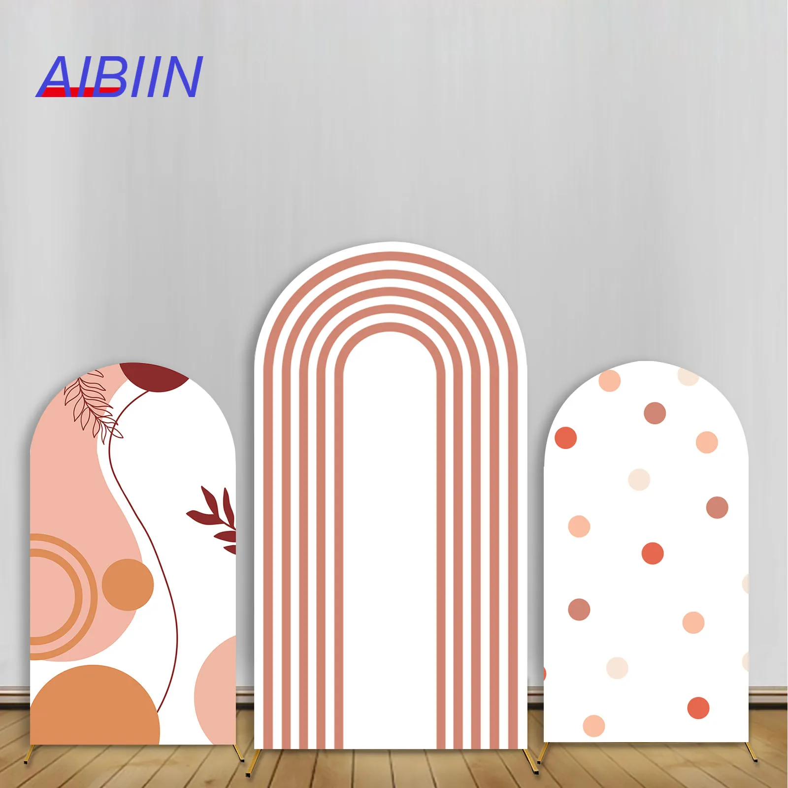 Радужная Арка Задний Фон Крышка Абстрактный Пейзаж Минимализм Полоса Бохо Точка