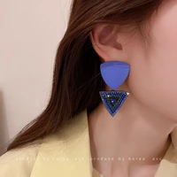 silver needle inlaid zircon geometric triangle earrings exaggerated fashion earrings earrings creative earrings women