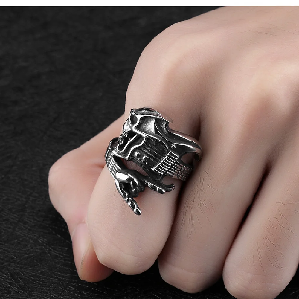 

Retro Punk Ring Men Skull Devil Ring Guitar Ring 1$ Free Postage Global Jewelry Wholesale At Low Price Undertake A Large Order