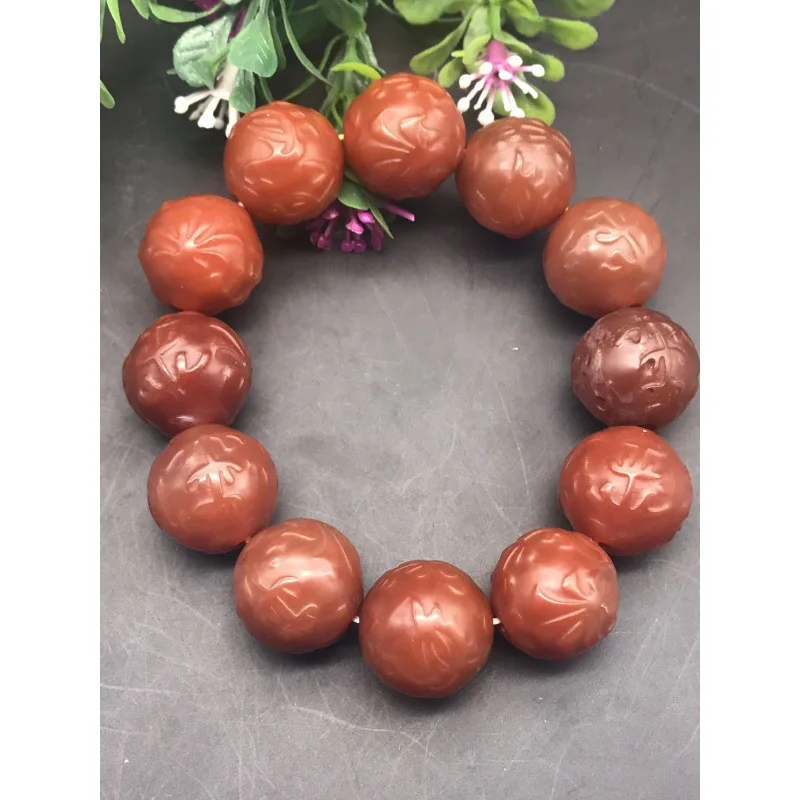 Натуральный резной браслет из агата мужской старого ручная игрушка шелковый с