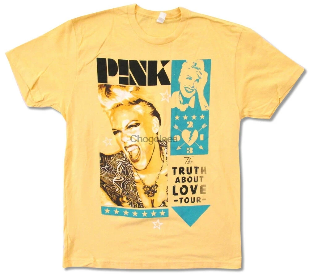 Новая желтая футболка Pink P!NK с надписью Крик правда о любви |