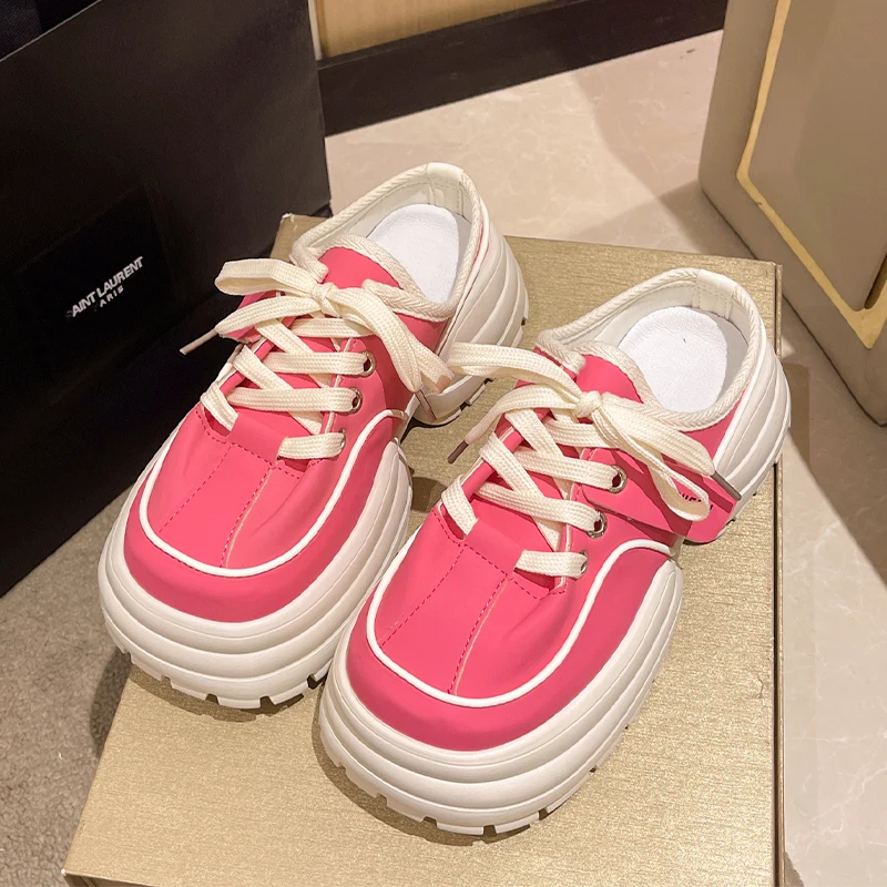 

Мюли женские на среднем каблуке, спортивные шнуровка, обувь для ходьбы и бега, дизайнерские, летние шлепанцы, 2023