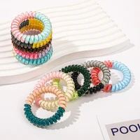 1pcs new fashion bright colorful telephone wire elastic hair band women spiral cord rubber band hair tie stretch head band gum