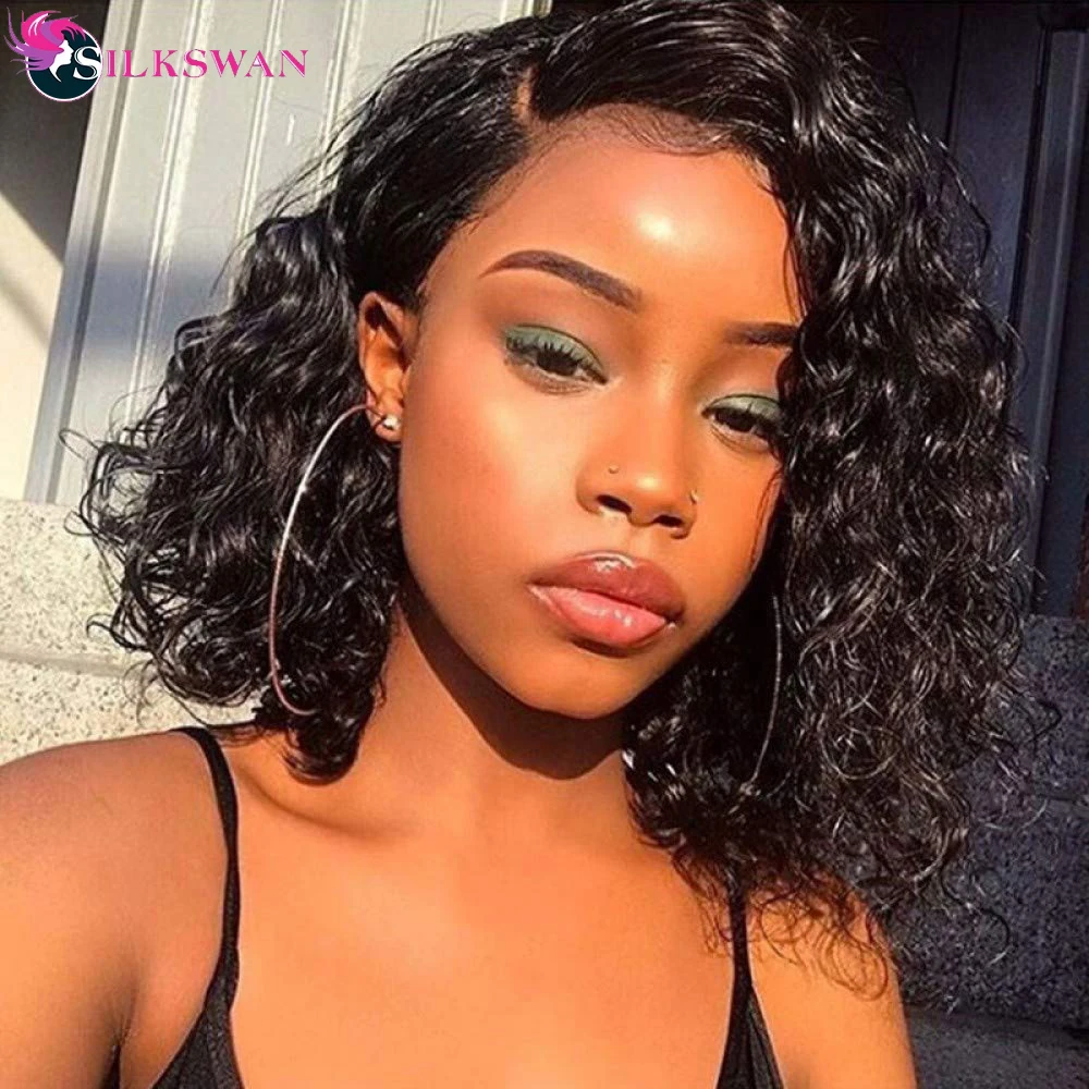 

Afro Kinky Curly Lace Closure Wig 180% Brazilian Remy Human Hair Wigs With Baby Hair Wet and Wavy 13x4 Lace Frontal Wig