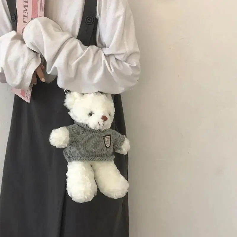 

Ins 2023 Детская сумка через плечо, Детский милый медведь, плюшевые Мультяшные милые плюшевые кошельки, рюкзак с набивным медведем для маленьких девочек, сумки-мессенджеры