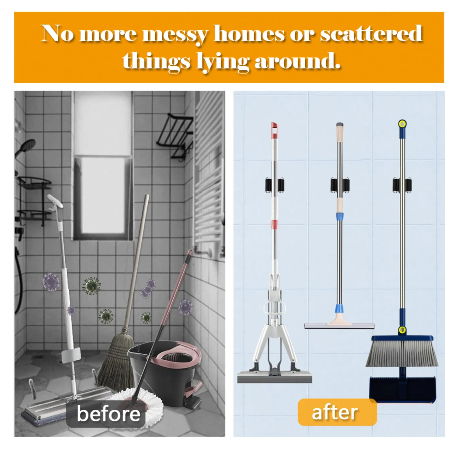 4 шт. держатель для швабры крючок зажим настенный и метлы подвесная стойка