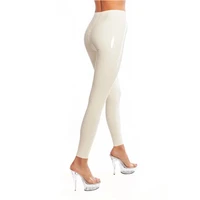high waist handmade latex pants white latex leggings with crotch zip rubber trouser
