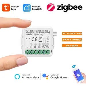 Zigbee Smart Home Switch Module No Neutral Wire Required Tuya 1/2/3 Gang Switch With 2 Way Control W in Pakistan