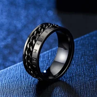 stainless steel rotated rotatable rings men male black gold color fashion jewelry usa size 7 8 9 10 11 12
