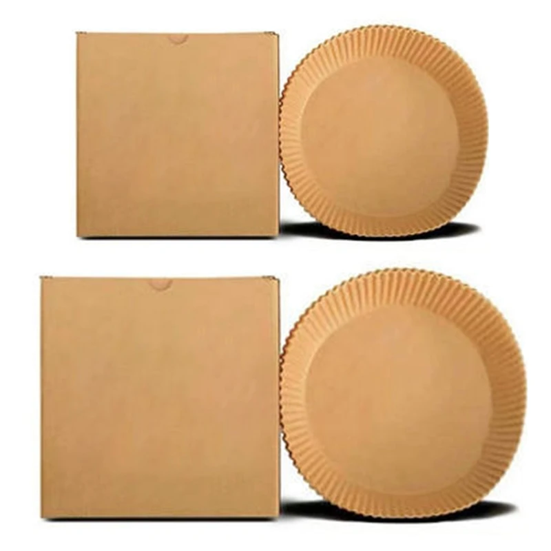 

50 Pieces Round Air Fryer Paper Liner Disposable Unperforated Parchment Paper for Roasting Microwave Baking Frying