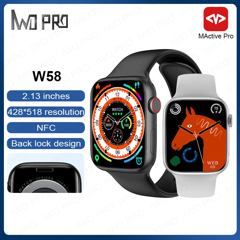 IWO PRO W58 Smart Watch Men Series 8 2.13 inches 428*518 resolution Screen NFC Smartwatch Bluetooth Wireless Charging PK Ultra