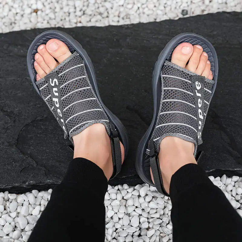 

Shock White Sandals Outdoors Men's Beach Slippers Platform Tennis Casual Leather Shoes Without Laces Sandles Cheapest Tennis