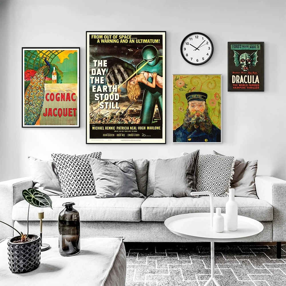 

Vintage Poster Sci Fi Movie Canvas Painting Animals Art Print Van Gogh The Postman Wall Picture For Living Room Home Decor