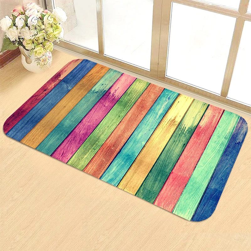 

Doormats Non-slip and Washable Kitchen Mat Grain of Wood Bathroom Entrance Door Mats Long Corridor Carpet Living Room Rugs Anti