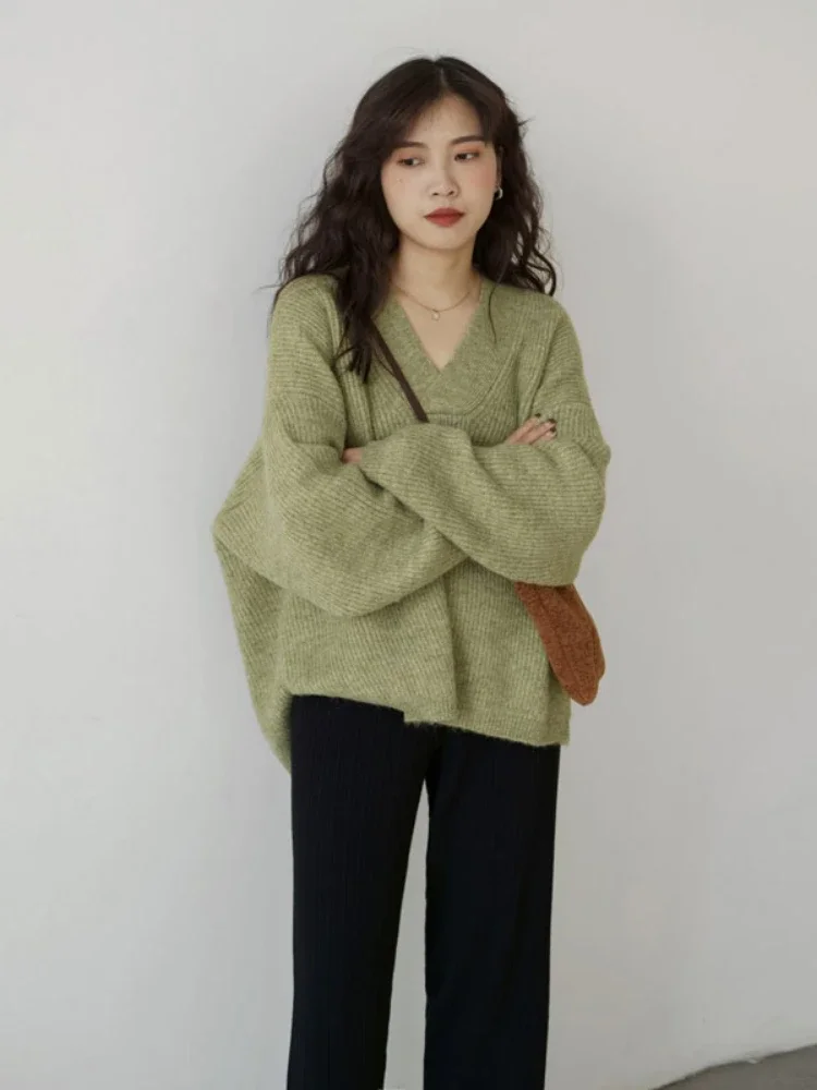 

Autumn New Solid Color Slim Women Pullovers Simple Basic Street Pullovers Woman Casual Loose Fashion Knitted Sweaters