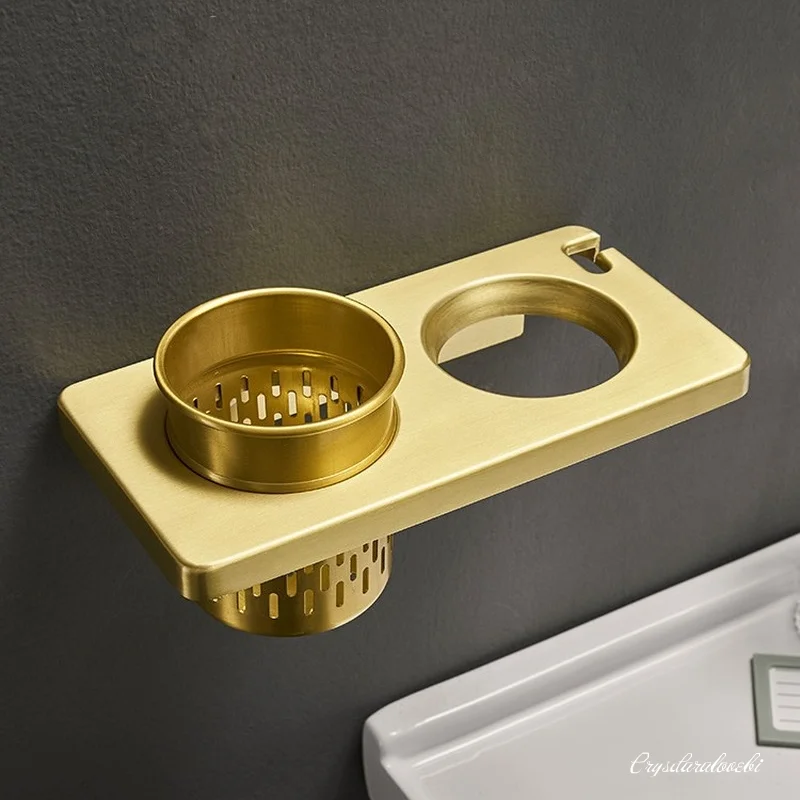 Полка для ванной комнаты матовый золотой алюминиевый держатель фена настенный