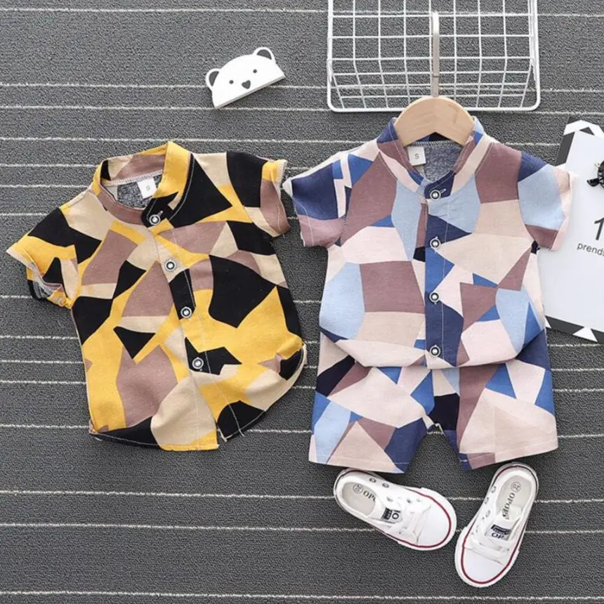 

Baby Boy Clothes Short-Sleeved Shorts Suit Toddler Printed Shirt Casual Shorts Two-Piece Suit 0-3 Years Old Summer