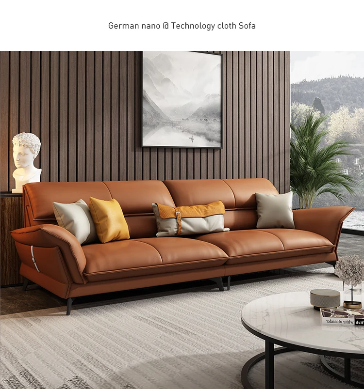 

Light luxury extremely simple leather sofa head cowhide living room modern simple size household leather sofa combination