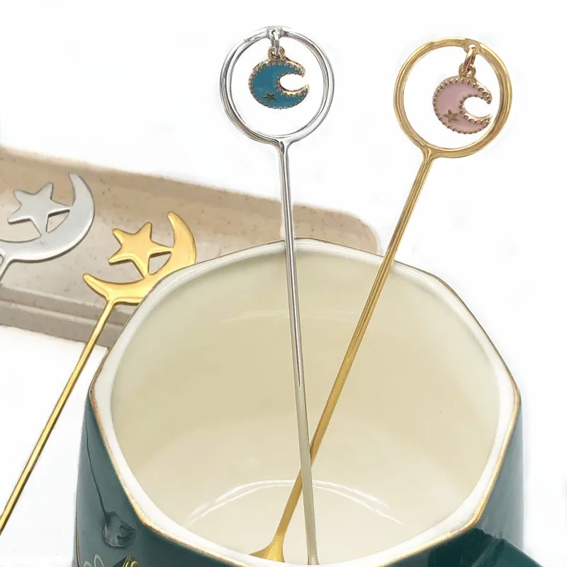 Нержавеющая сталь Луна Звезда ложка идентификация для дома кофе десертная Вилка