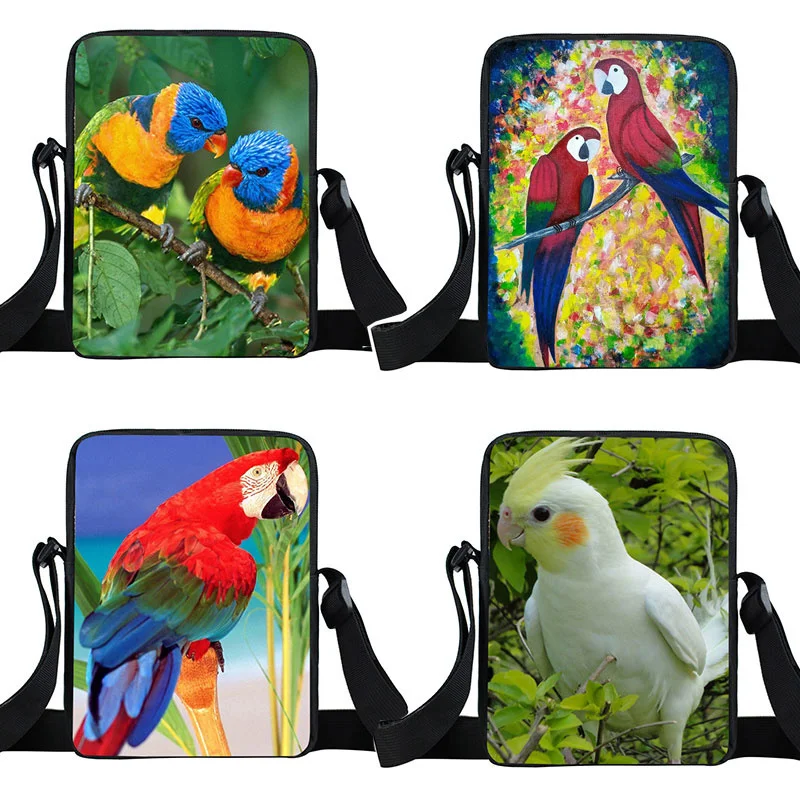 

Сумка-мессенджер с животными, птицами, попугаями, совами, женская сумка, женская сумка через плечо для путешествий, холщовые сумки на плечо для девочек, сумки для книг в подарок