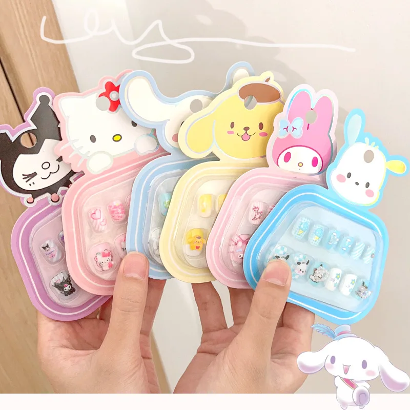 12 шт. детский набор ногтей Kawaii Sanrio серии короткие квадратные накладные ногти в