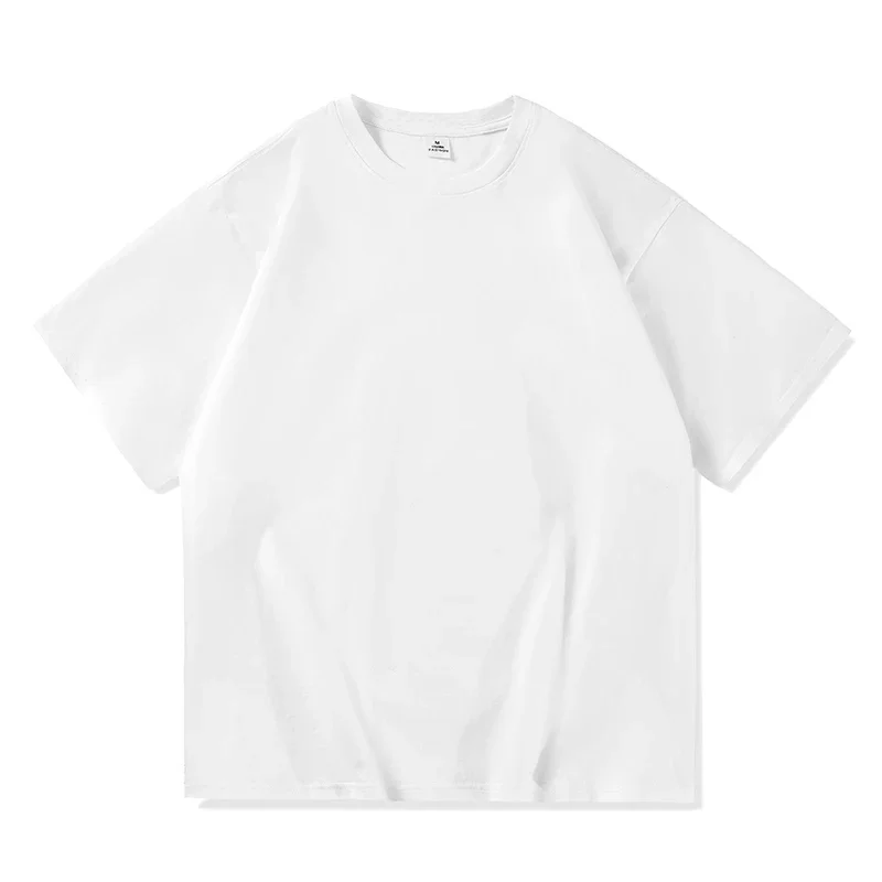 Фото YASUGUOJI Casual Solid Color Summer Cotton Tee Shirts for Men Loose Oversized Short Sleeve T-shirt Men Men's Bodybuilding Tops №5