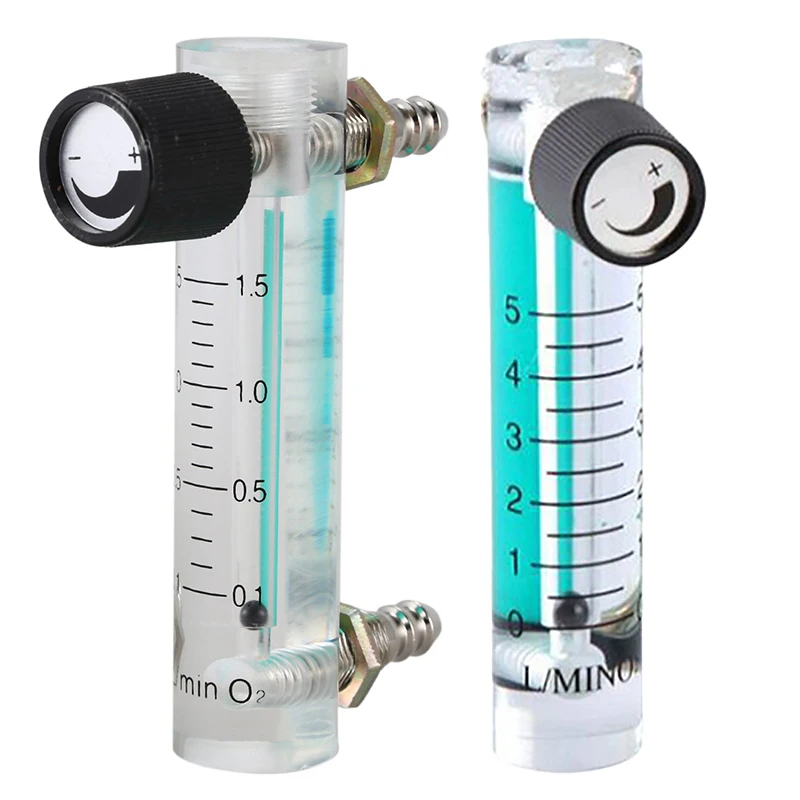 

2 Pcs Oxygen Flow Meter Flowmeter With Control Valve For Oxygen Air Gas, 0.1-1.5LPM 1.5L & 0.1-5LPM 1L