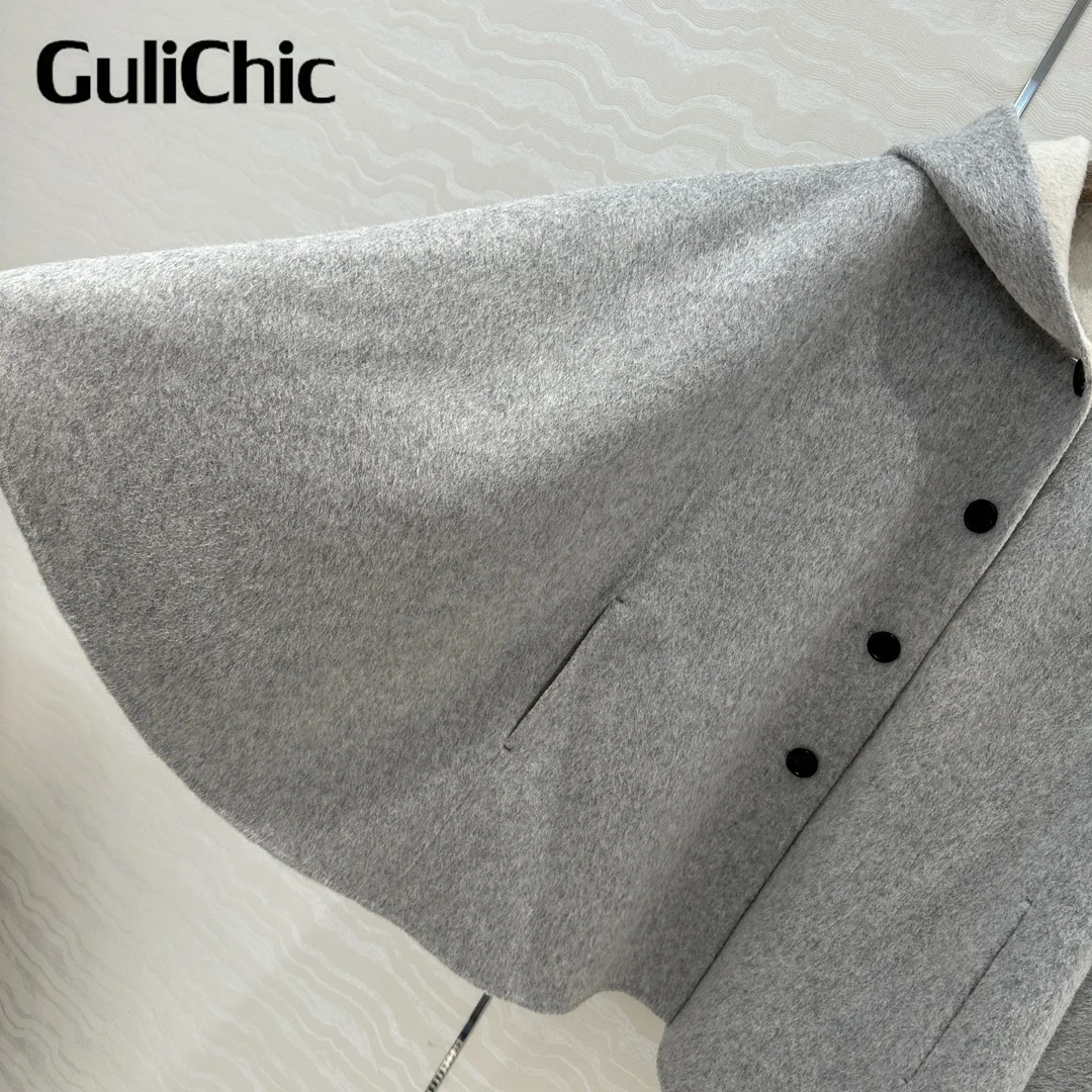 10 7 GuliChic Женская одежда элегантная кашемировая шерстяная свободная накидка с