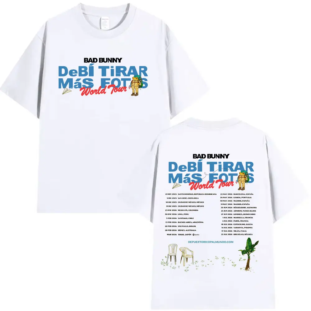 Фото Bad Bunny Debi Tirar Mas Foto Tour 2025, футболки с товарами, мужская и женская одежда, модная футболка высокого качества, хлопковая футболка большого размера №2