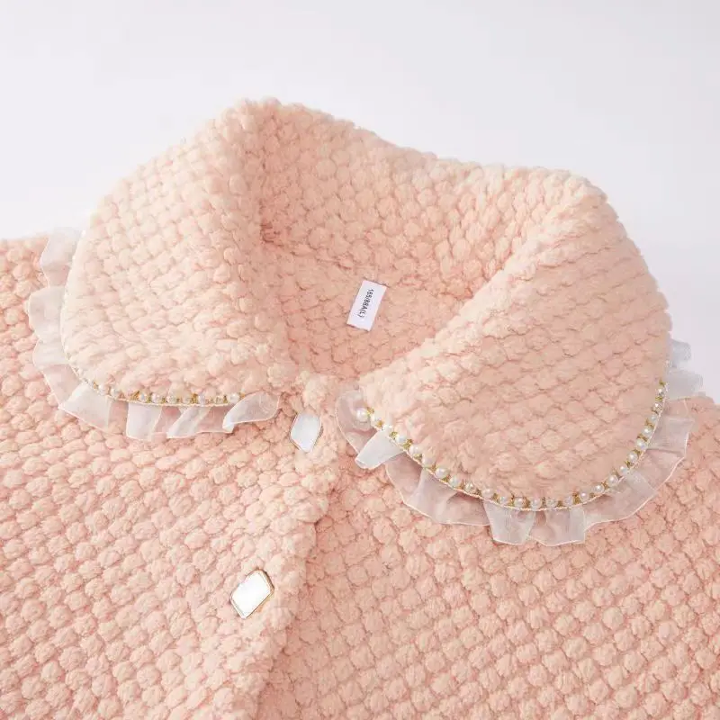 Autumn Winter Warm Flannel Women's Pajama Set Long-sleeved Trousers Two-piece Sweet Princess Style Home Wear Clothes for Women