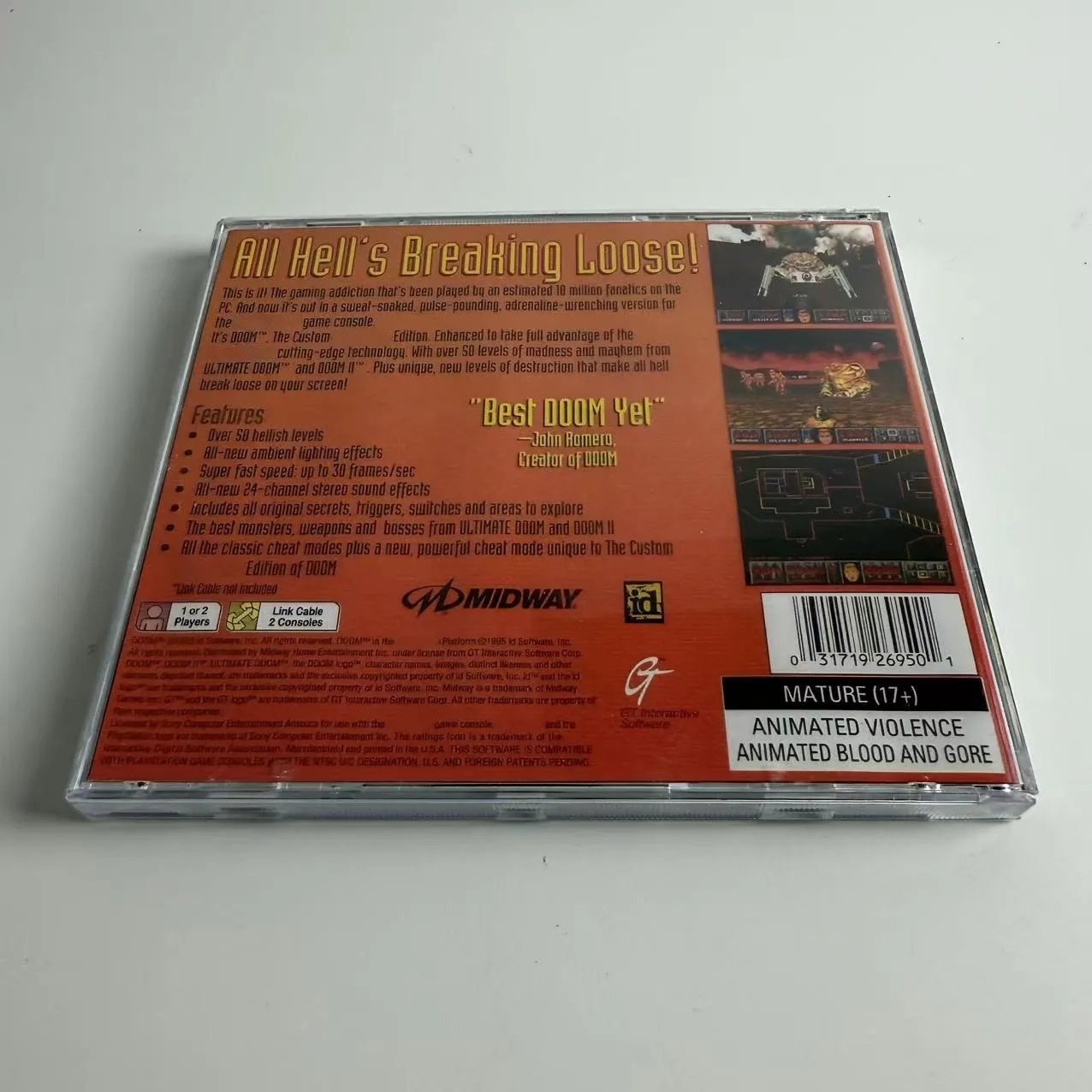 Фото Высококачественный репродукционный диск для Sony PS1: DOOM (версия с вибрацией, без инструкции) №2