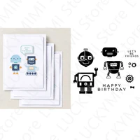 2022 new arrival robot metal cutting dies and clear stamps diy birthday greeting card scrapbooking arts cutters crafts stencil