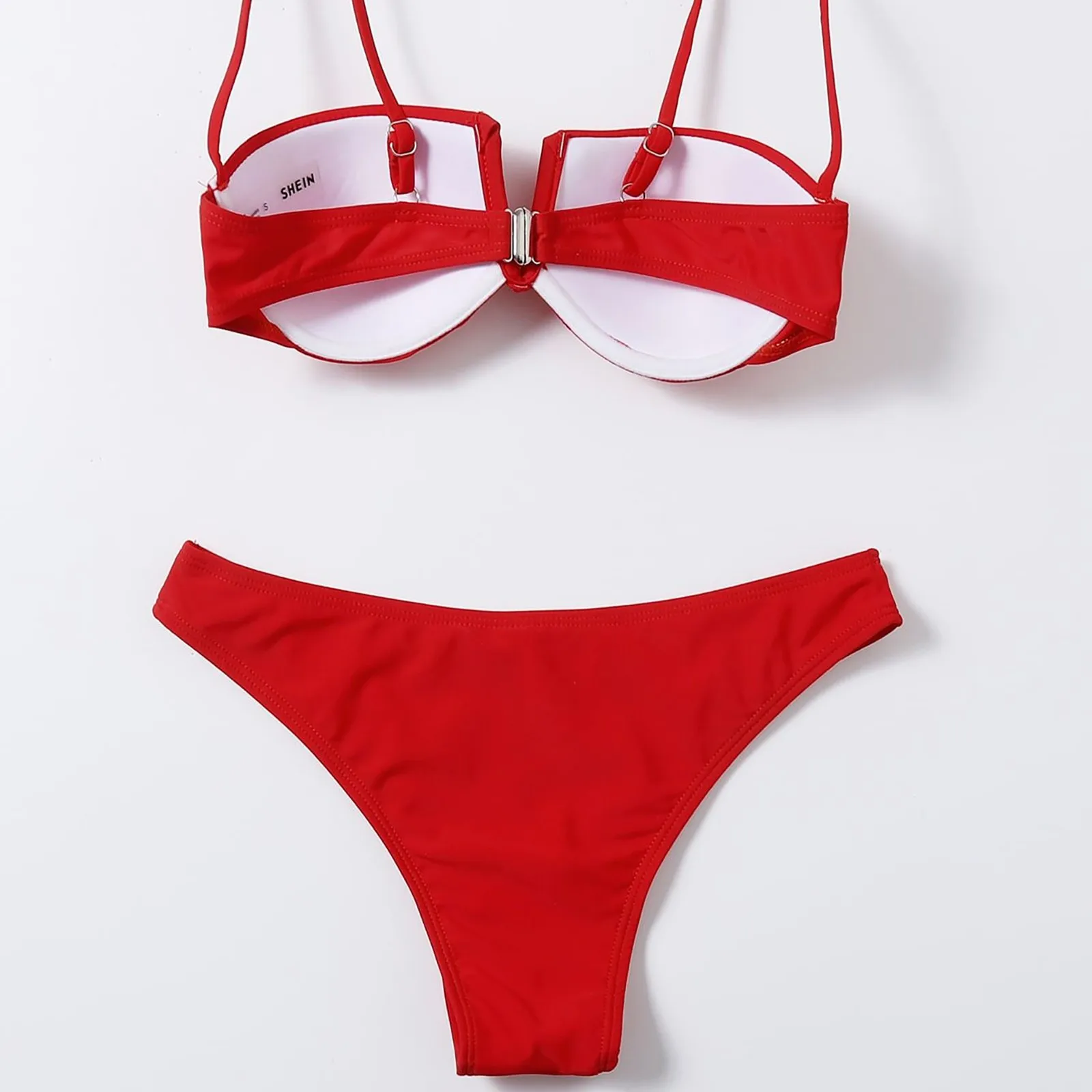 Женская пляжная одежда из двух частей красное пикантное бикини с разрезом и