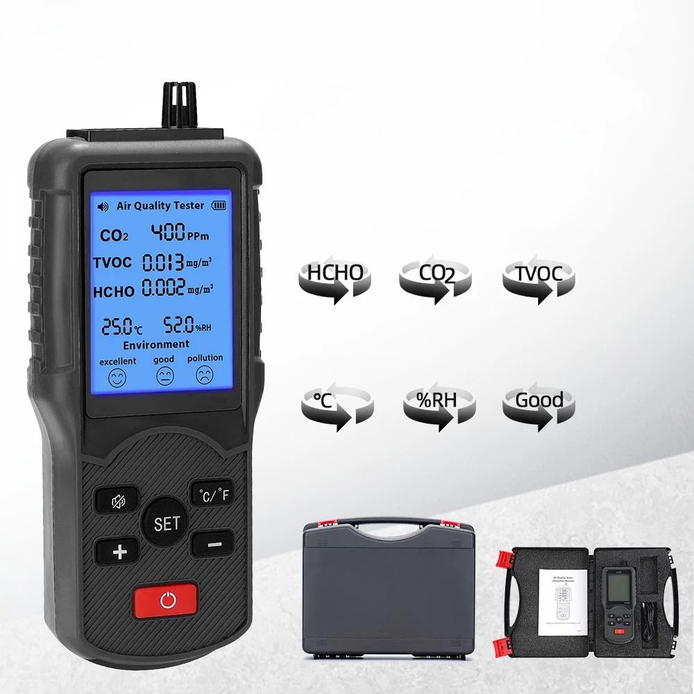 

Тестер качества воздуха, Многофункциональный измеритель CO2 TVOC, измеритель температуры и влажности, детектор CO2