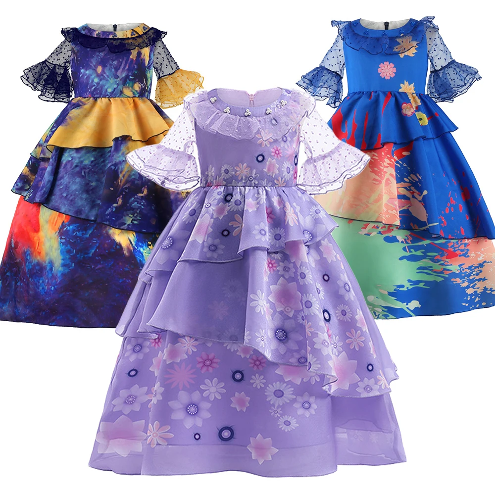 

Kids Encanto Madrigal Cosplay Costume Girl Dress Fancy Dresses for Birthday Carnival High Quality Halloween Princess Dress