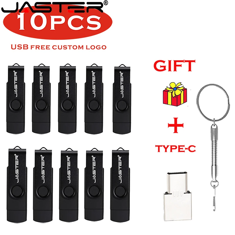 

10pcs/Lots Fee LOGO Multifunctional 2.0 USB Flash Drives 128GB Pendrive 64GB Cle USB OTG High Speed Drive Micro USB TYPE C Gift