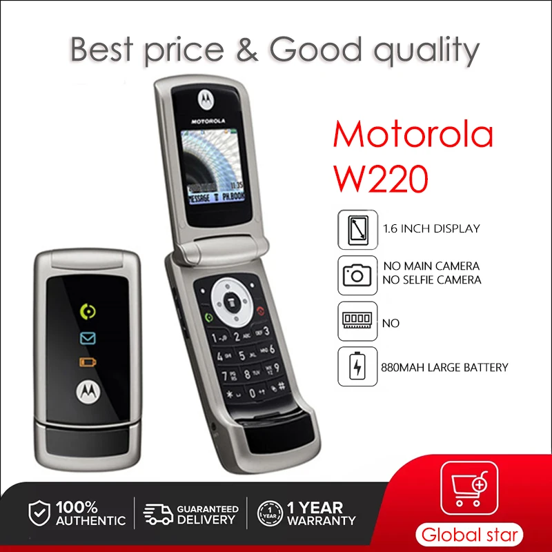 

Motorola W220 Восстановленный-оригинальный телефон стандарта GSM 1,6 дюймов, бесплатная доставка, высокое качество