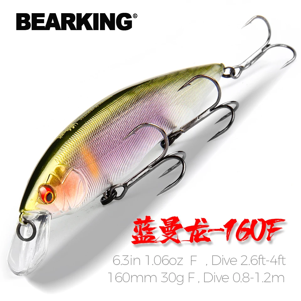 BEARKING 160mm 30g Hot fishing lures assorted colors minnow crank Tungsten weight system wobbler model Artificial bait |