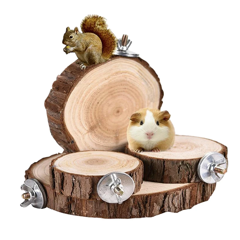 

Natural Wood Hamster Platform For Chinchilla Guinea Pig Parrot Jumping Small Pet Cage Hanging Training Toys Hamster Accessories