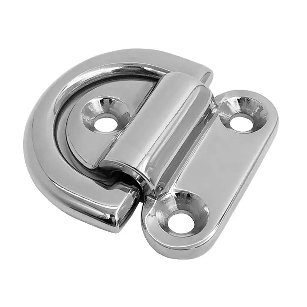 

2 Pieces Large Folding Pad Eye Lashing D Ring Staple Cleat Boat RV Caravan
