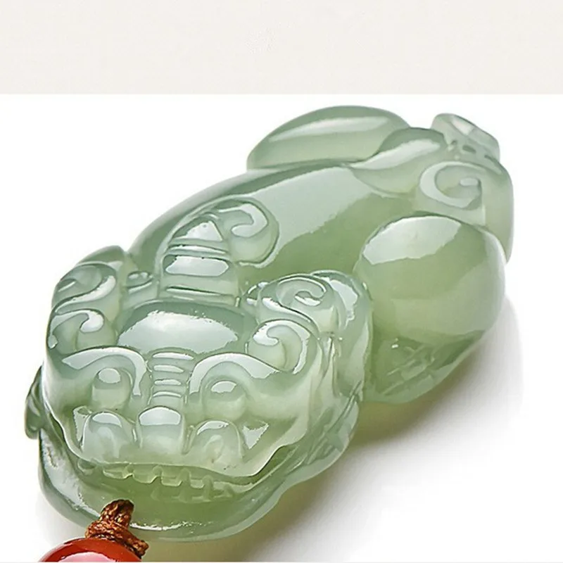 

Natural Burma Jade Wealth Pixiu Fengshui Necklace Men Women Real Jadeite Myanmar Emerald Hand Carved Brave Troops Lucky Amulet