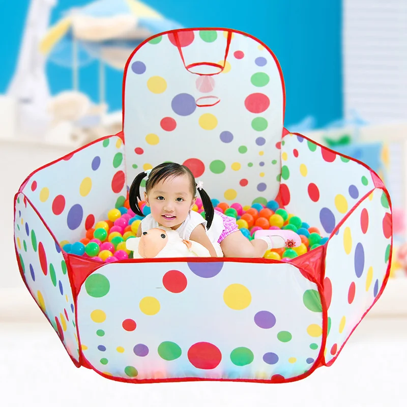

Foldable Children Toddlers Ball Pit Tent Sea Ball Pool Toy with Basketball Hoop Cartoon Shooting Ocean Ball Pool Game House